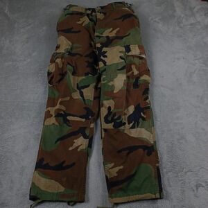 Vintage US Army Pants Mens Small Short Woodland Camouflage Combat Cargo 90s Mili